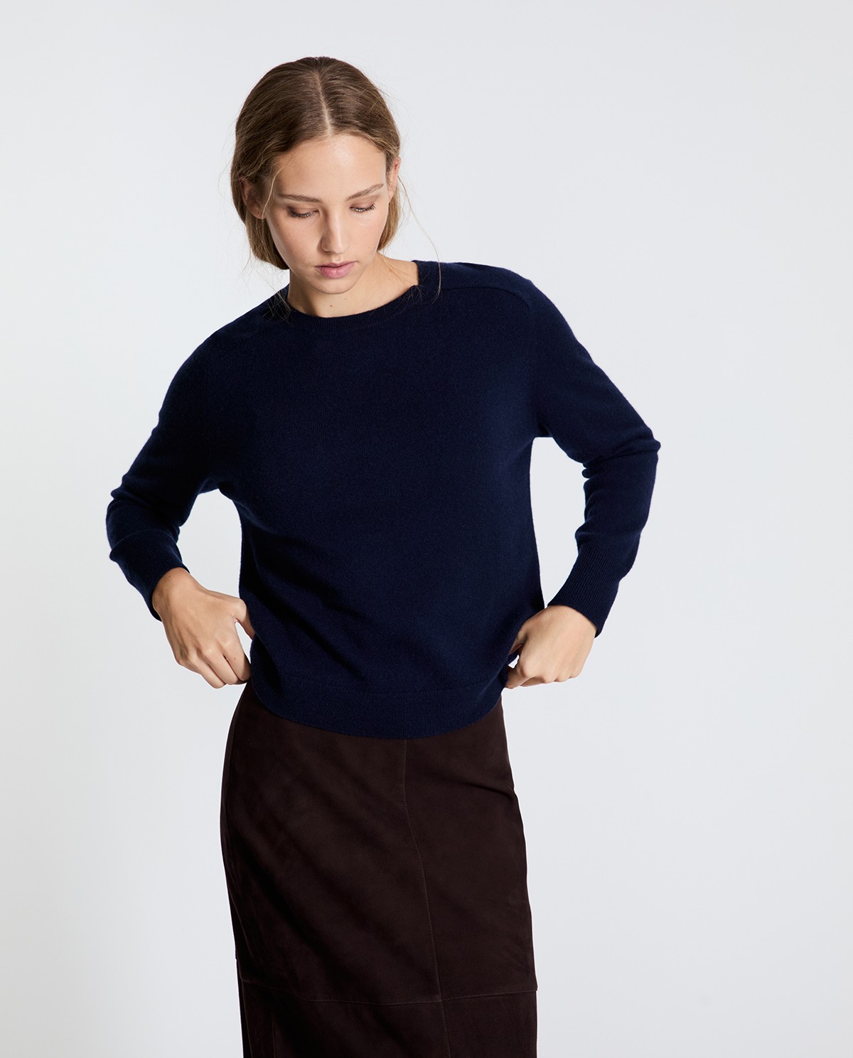 Jersey de cashmere cuello redondo azul oscuro 2