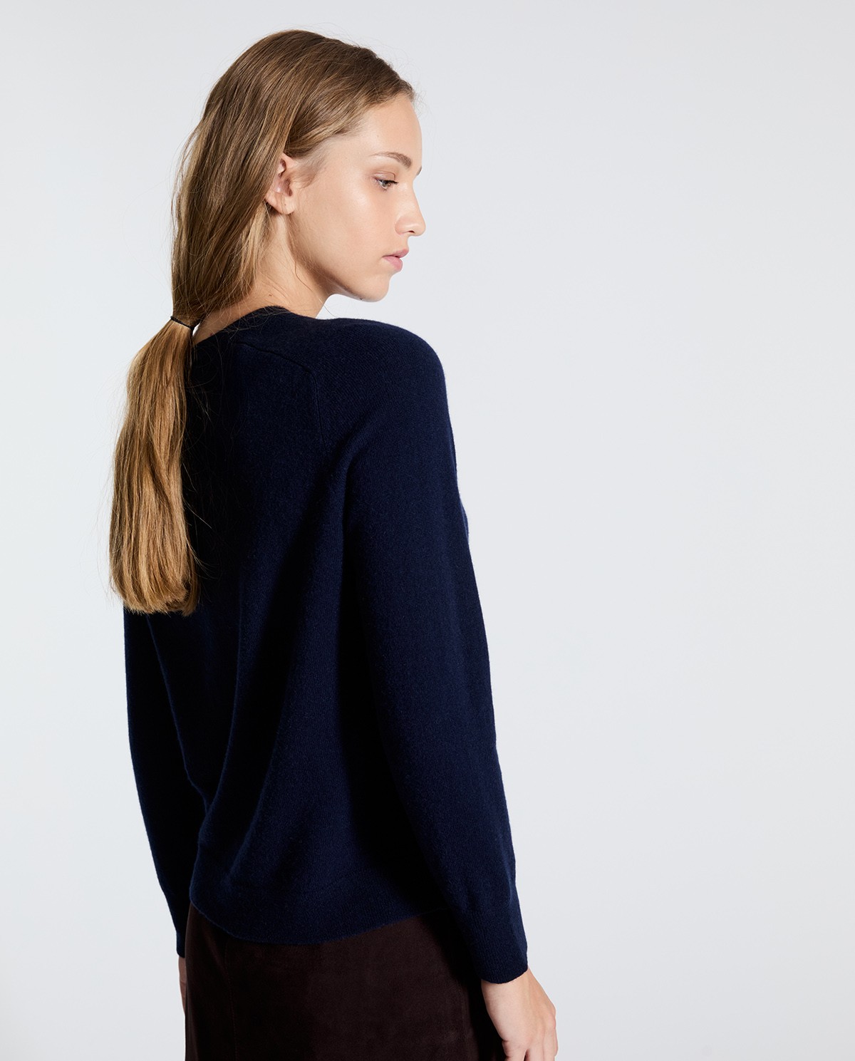 Jersey de cashmere cuello redondo azul oscuro 3