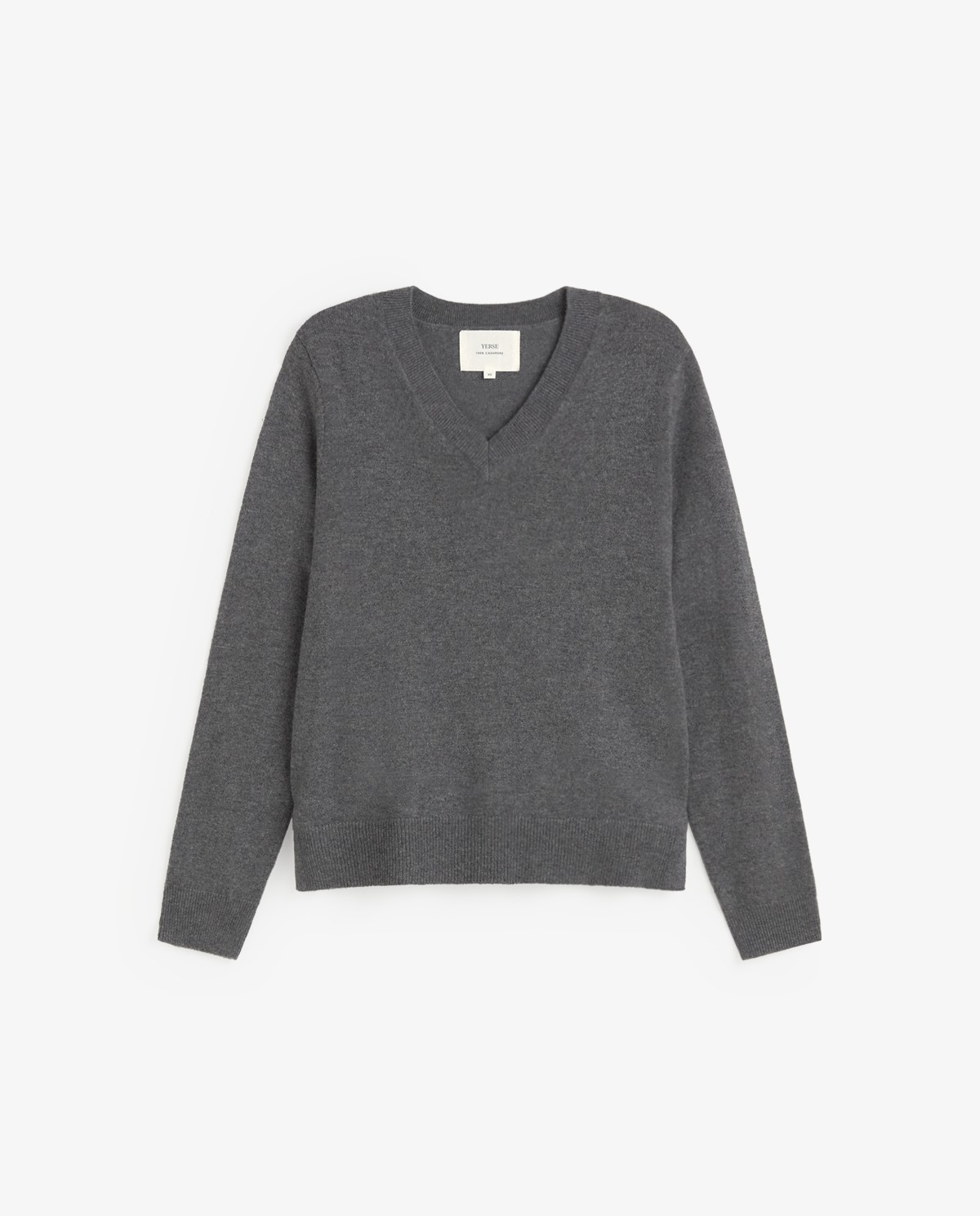 Jersey de cashmere cuello pico gris 6