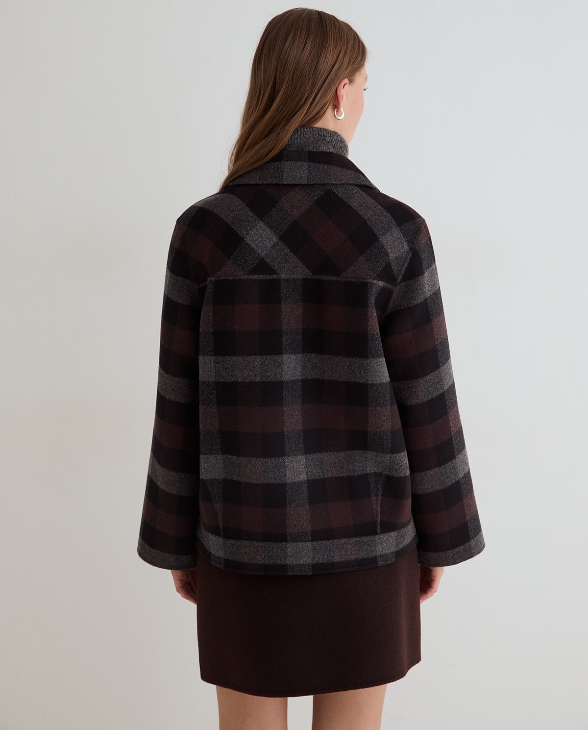 Abric curt handmade de quadres multicolor 5