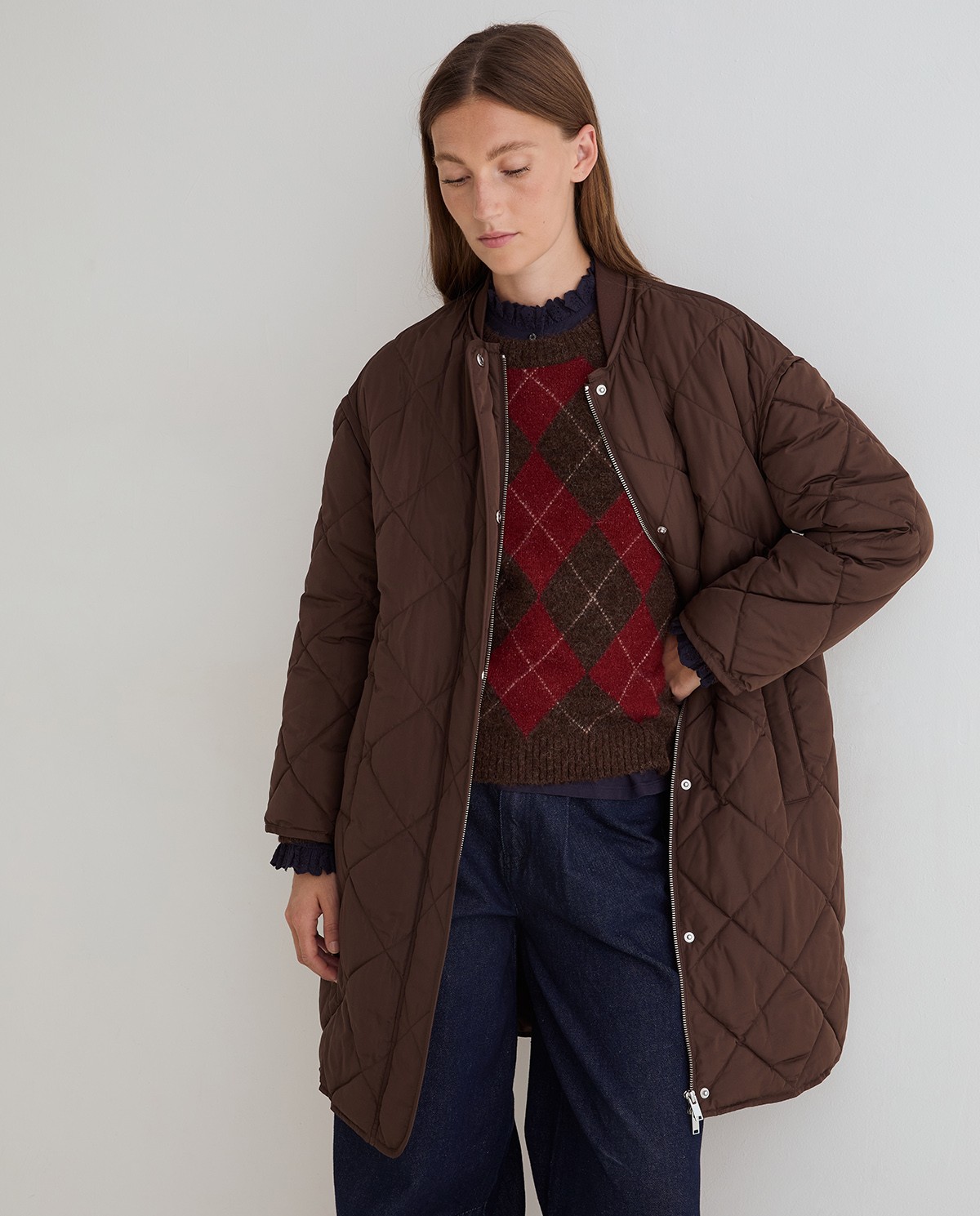 Abrigo acolchado water repellent chocolate