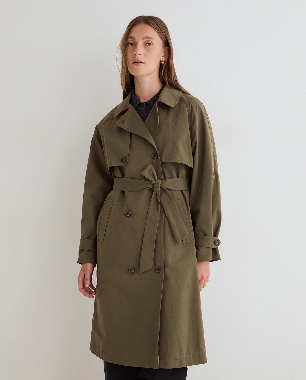 Gabardina midi verde khaki 5