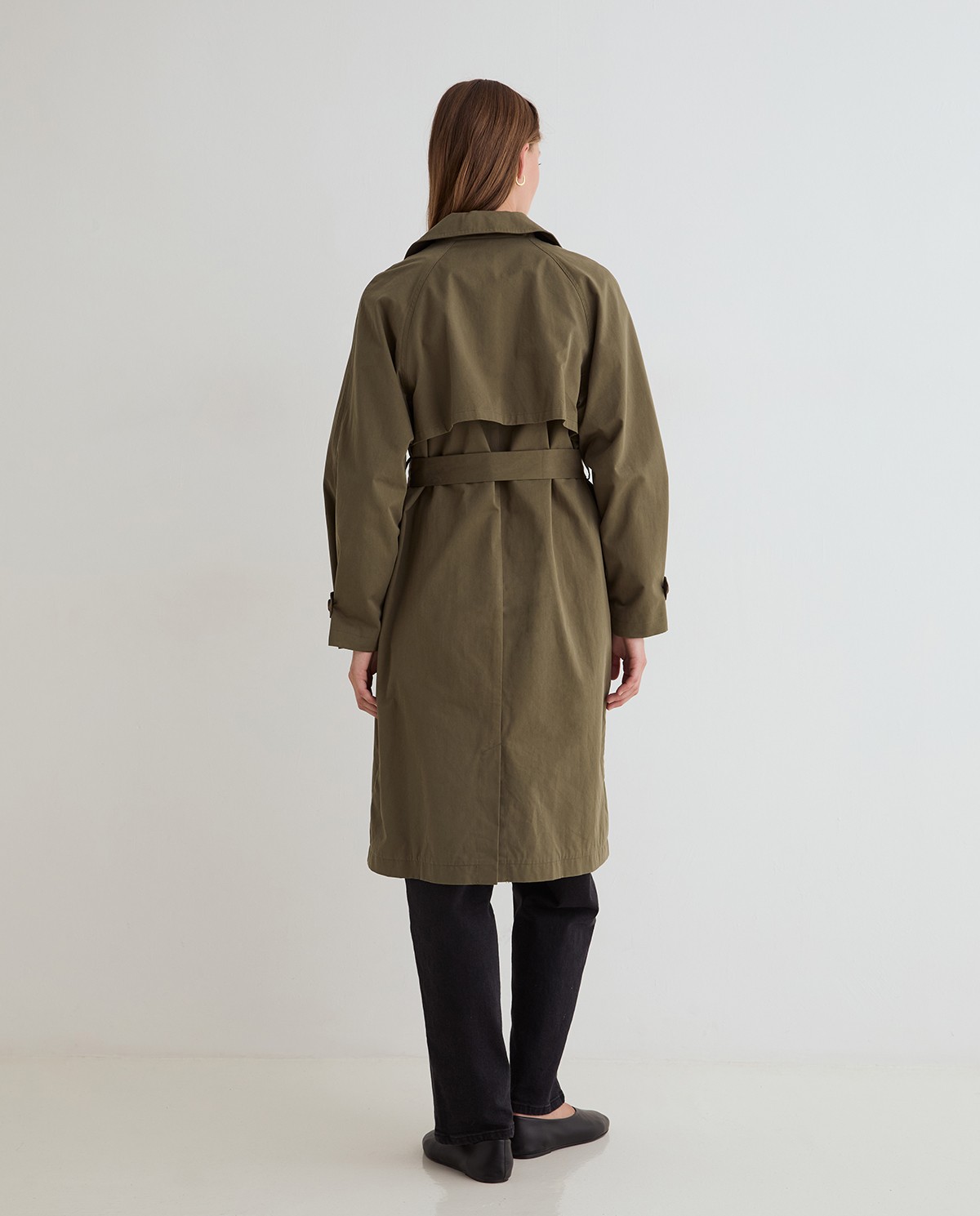 Gabardina midi verde khaki 7