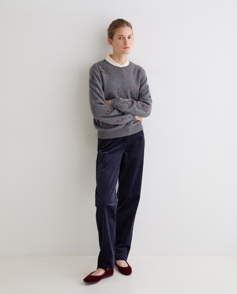 Pantalones de pana rectos azul marino