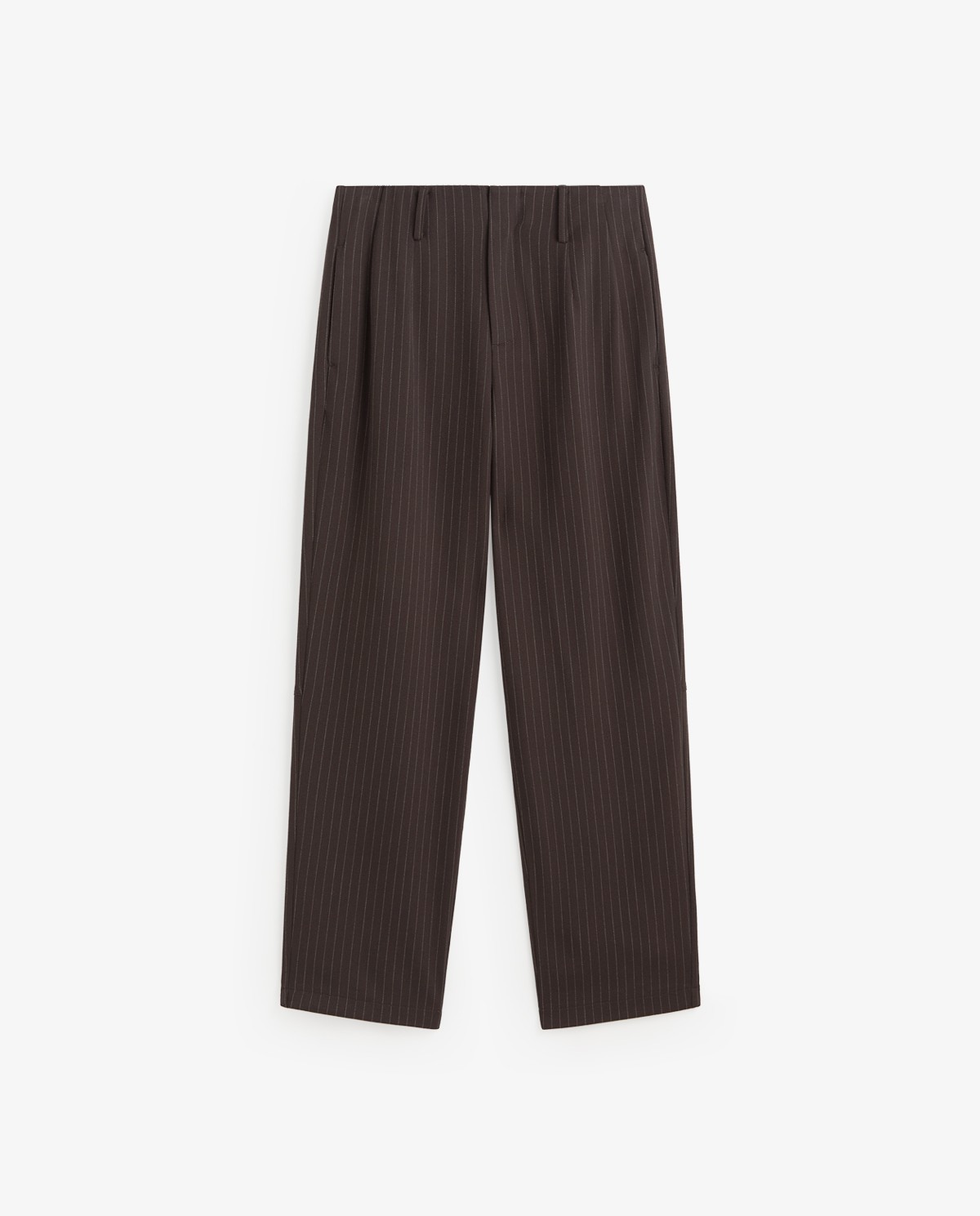 Pantalones de traje rectos con raya diplomática, vista frontal con detalle del tejido jacquard 7