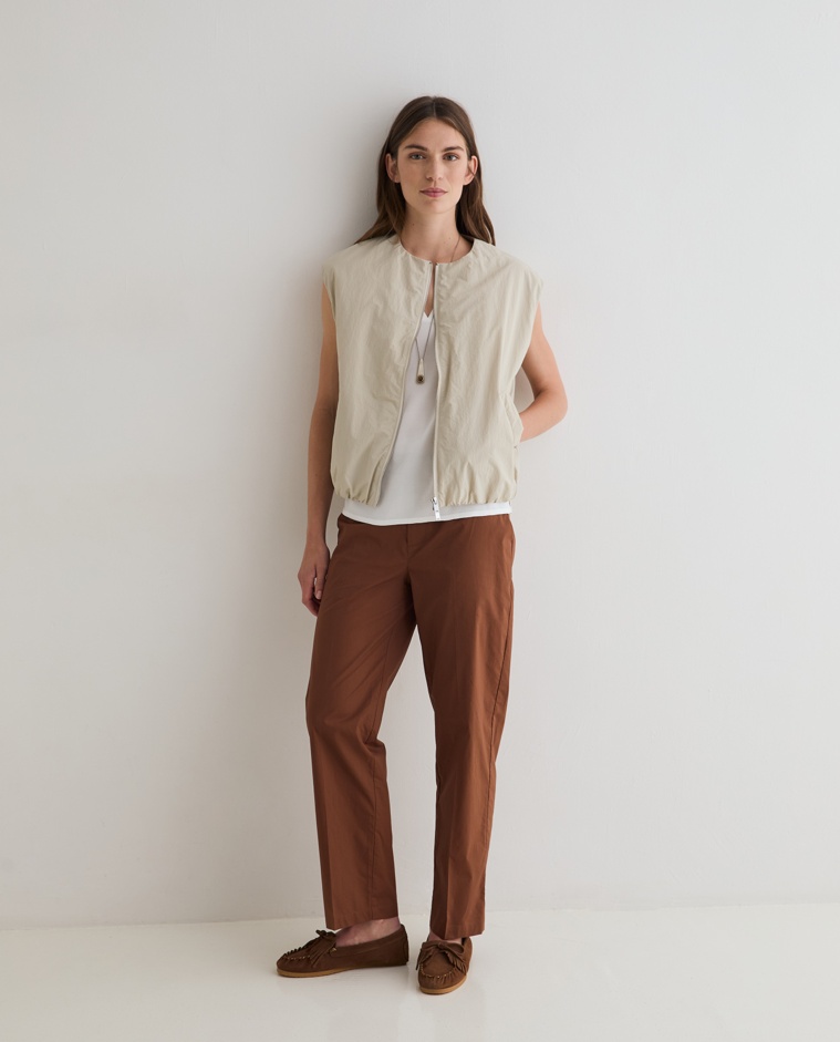 Poplin trousers in chocolate