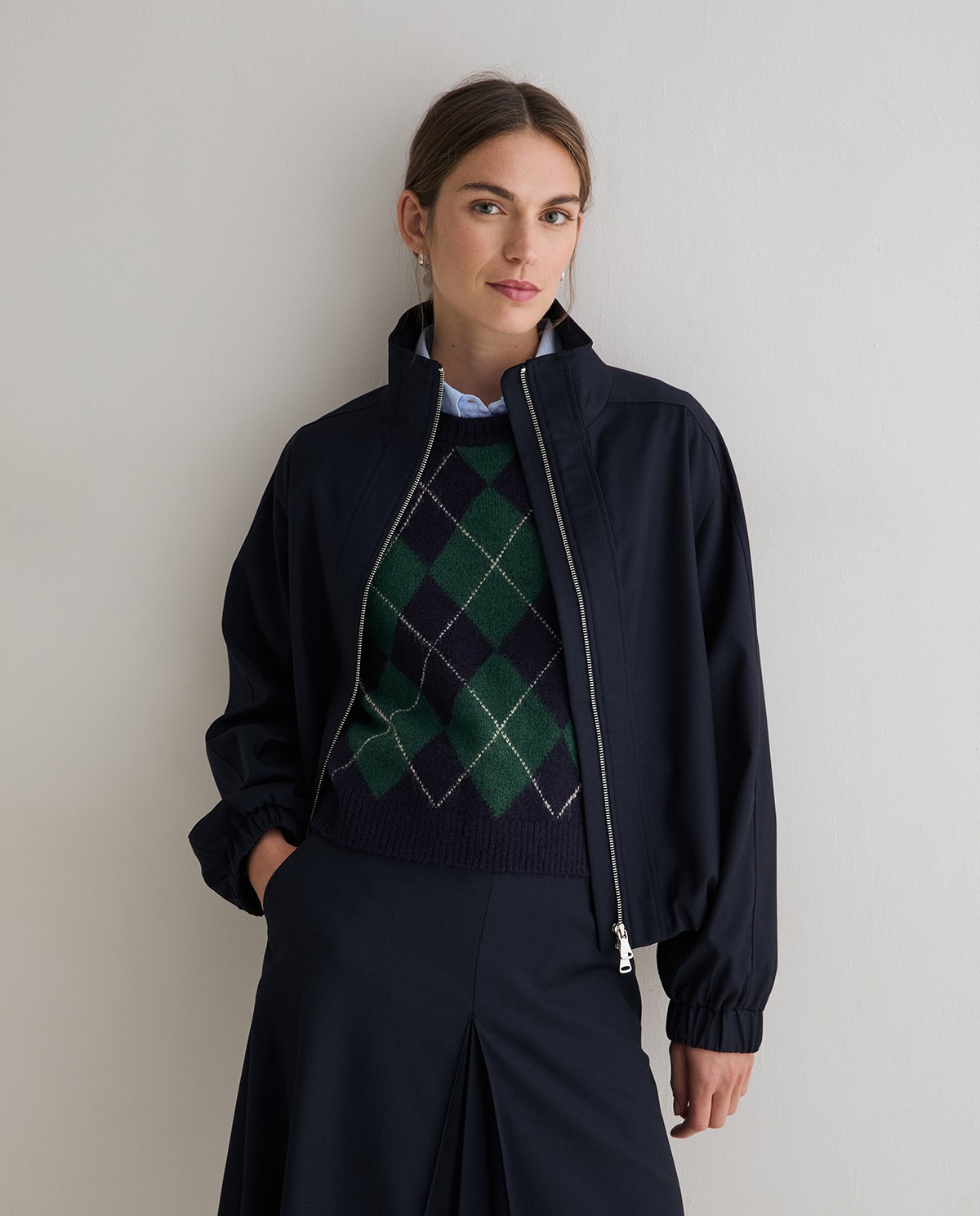 Chaqueta bomber en color azul marino