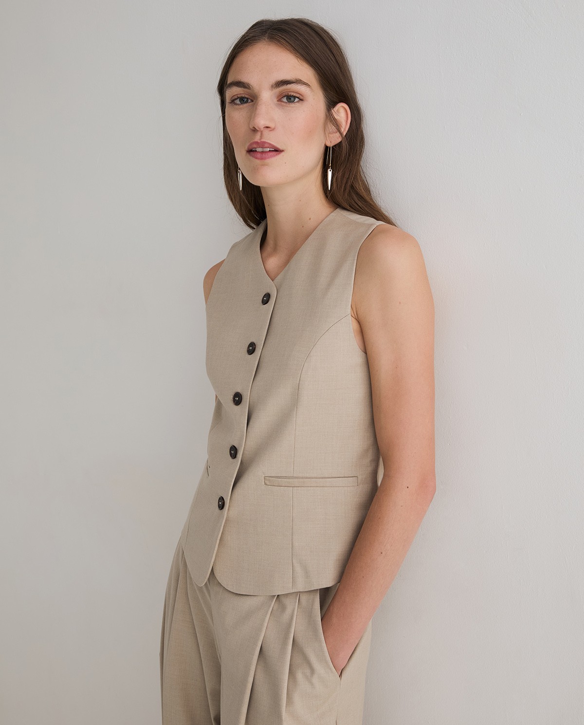 Chaleco de traje en color beige