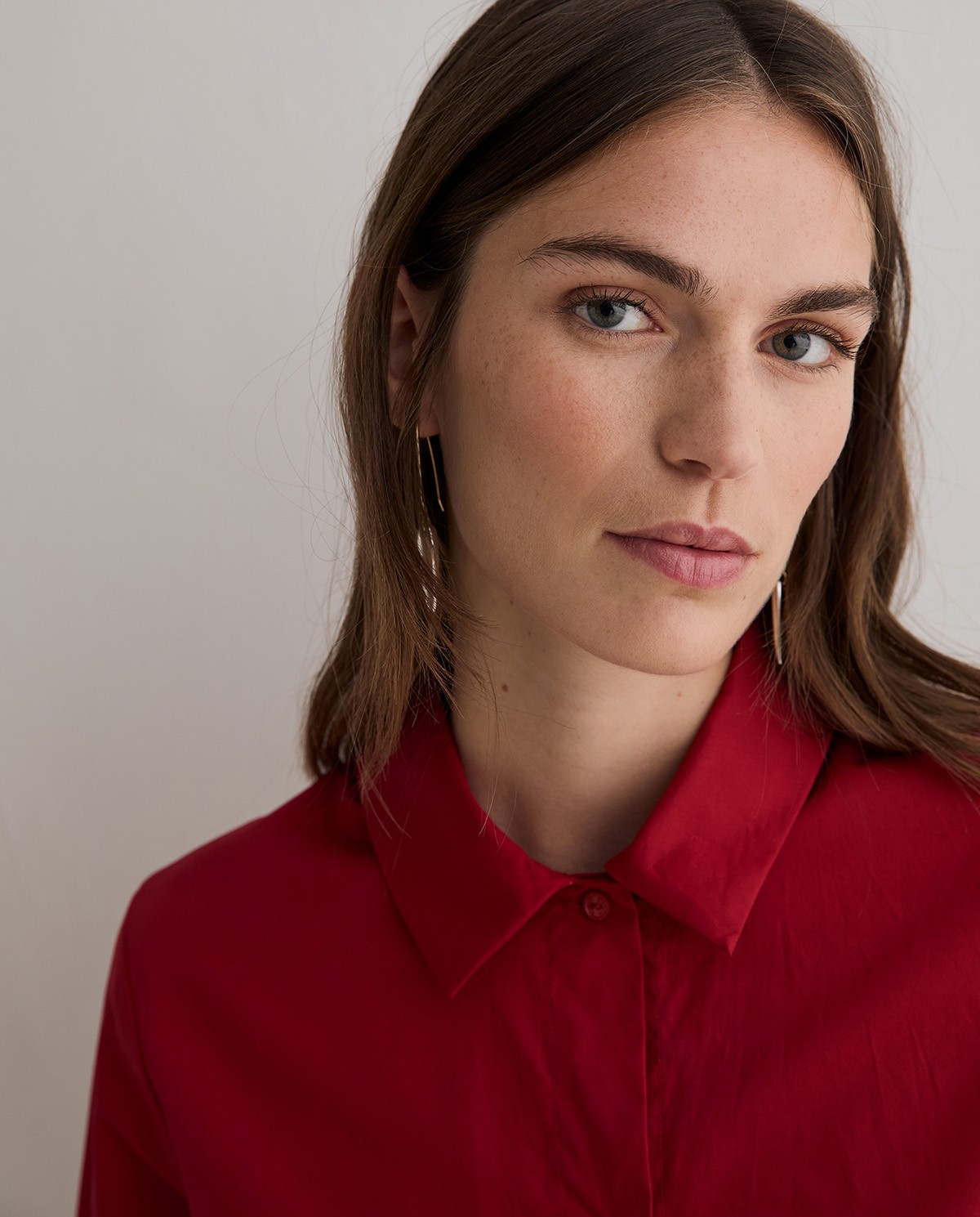 Camisa popelin en color rojo 1