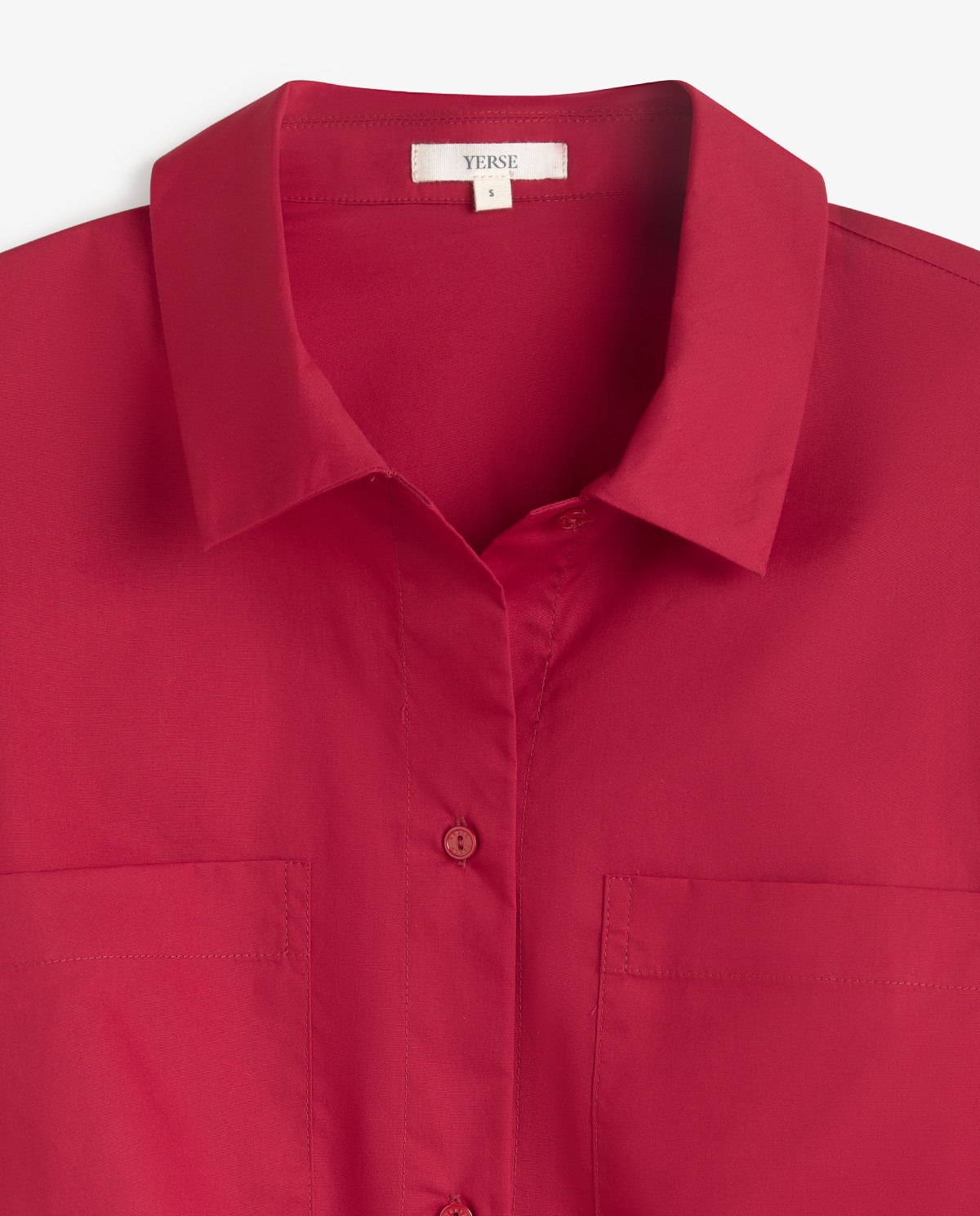 Camisa popelin en color rojo 8