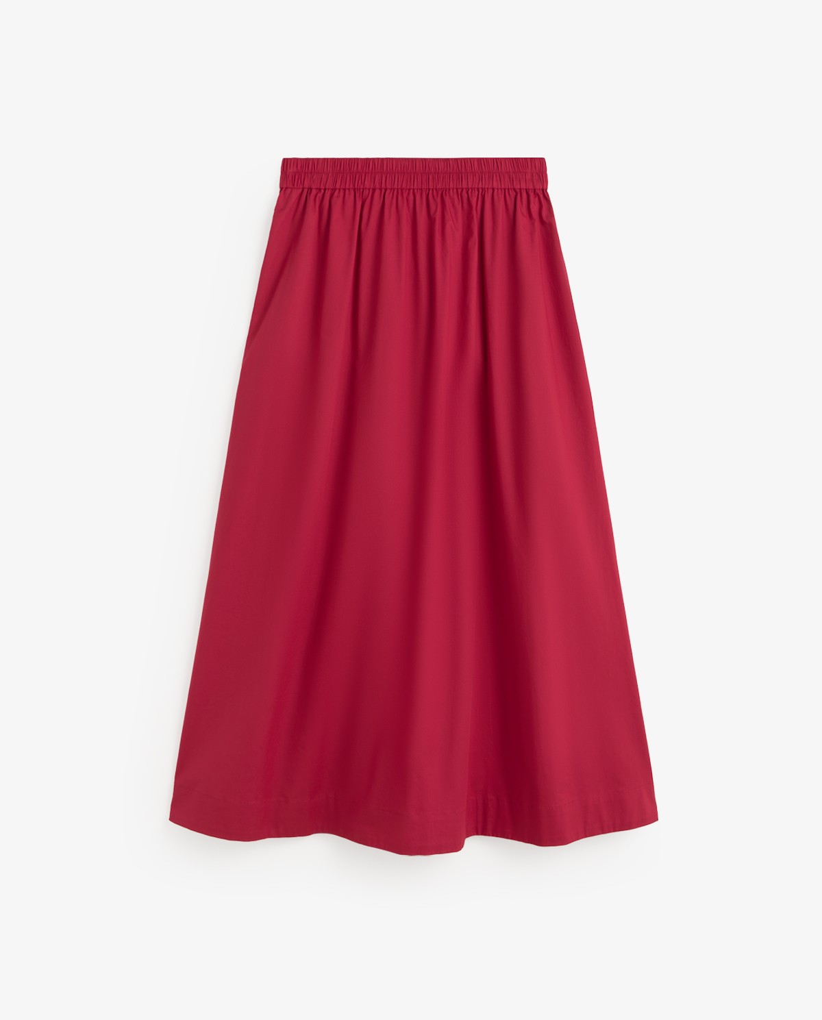 Falda midi popelin en color rojo 6