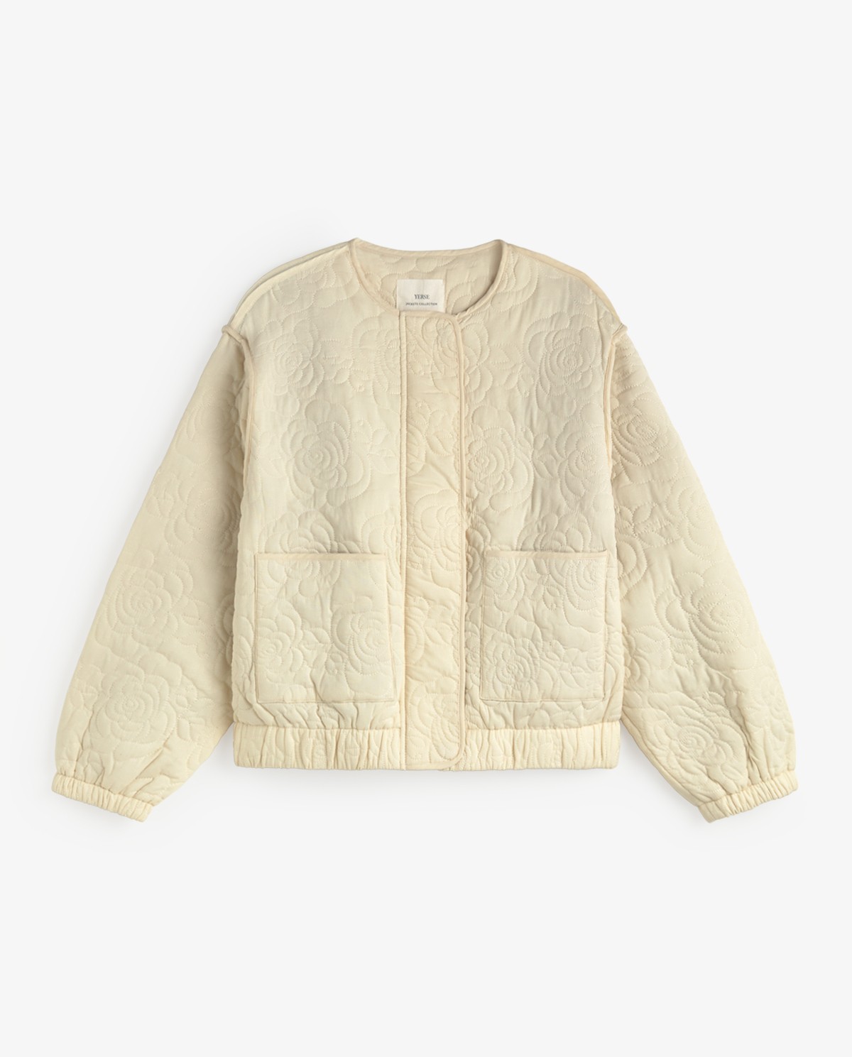 Quilted embroidered jacket in ecru 9