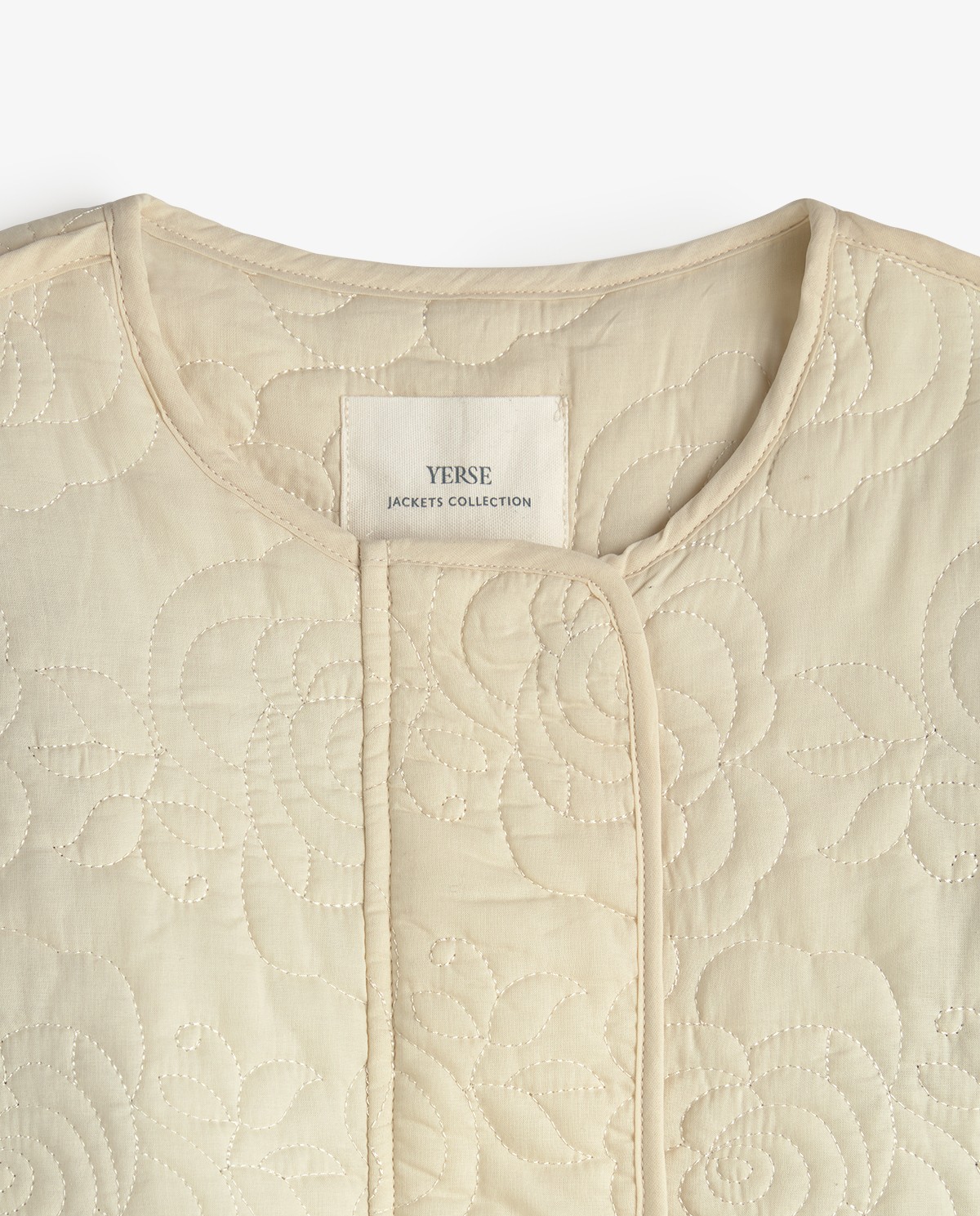 Quilted embroidered jacket in ecru 10