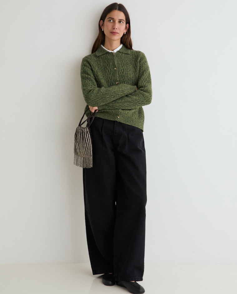 Barrel denim trousers in black