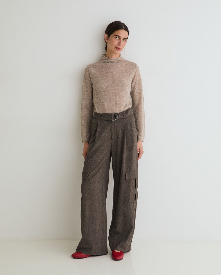 Pantalón cargo wide leg en tejido jacquard