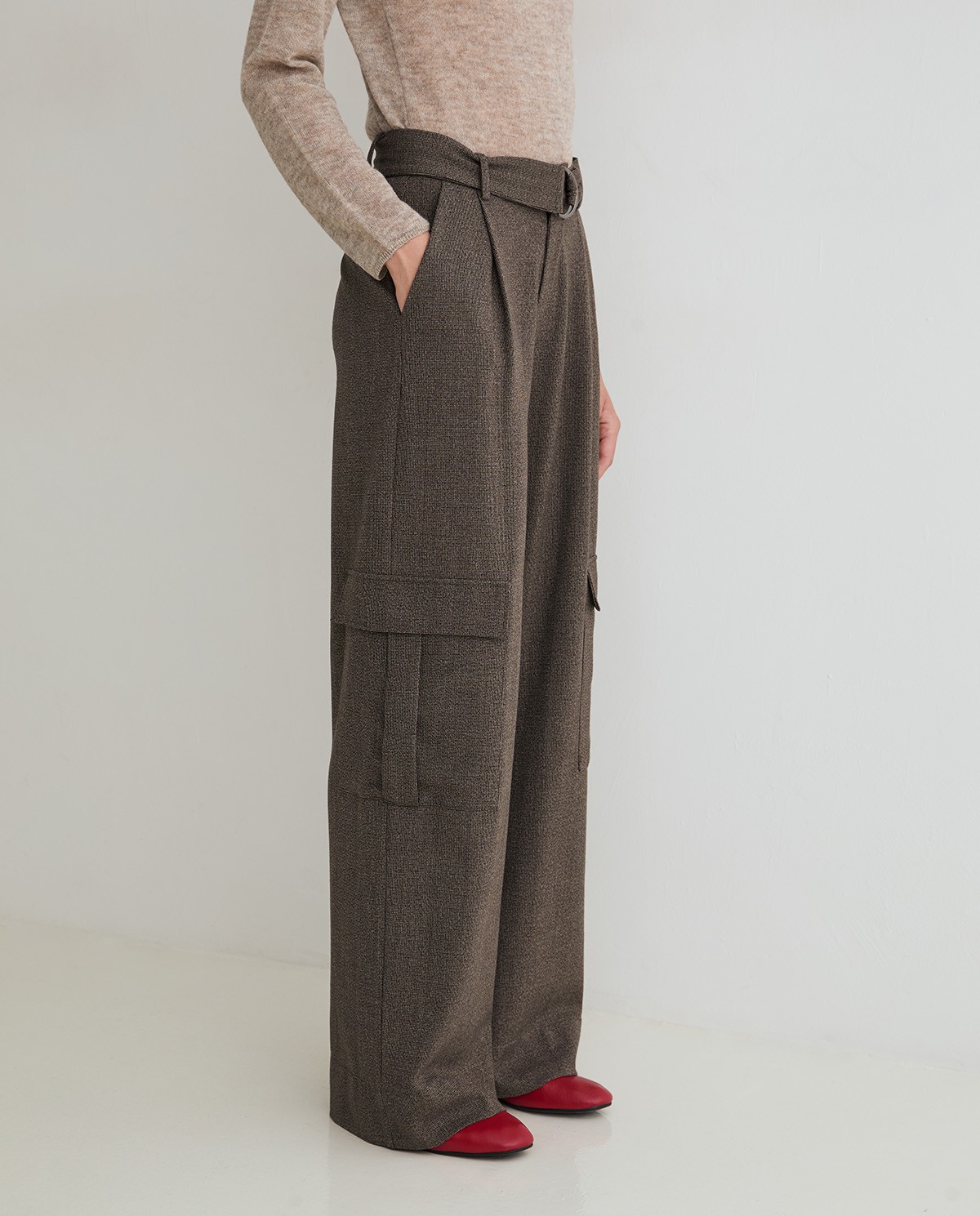 Pantalón cargo wide leg en tejido jacquard 3