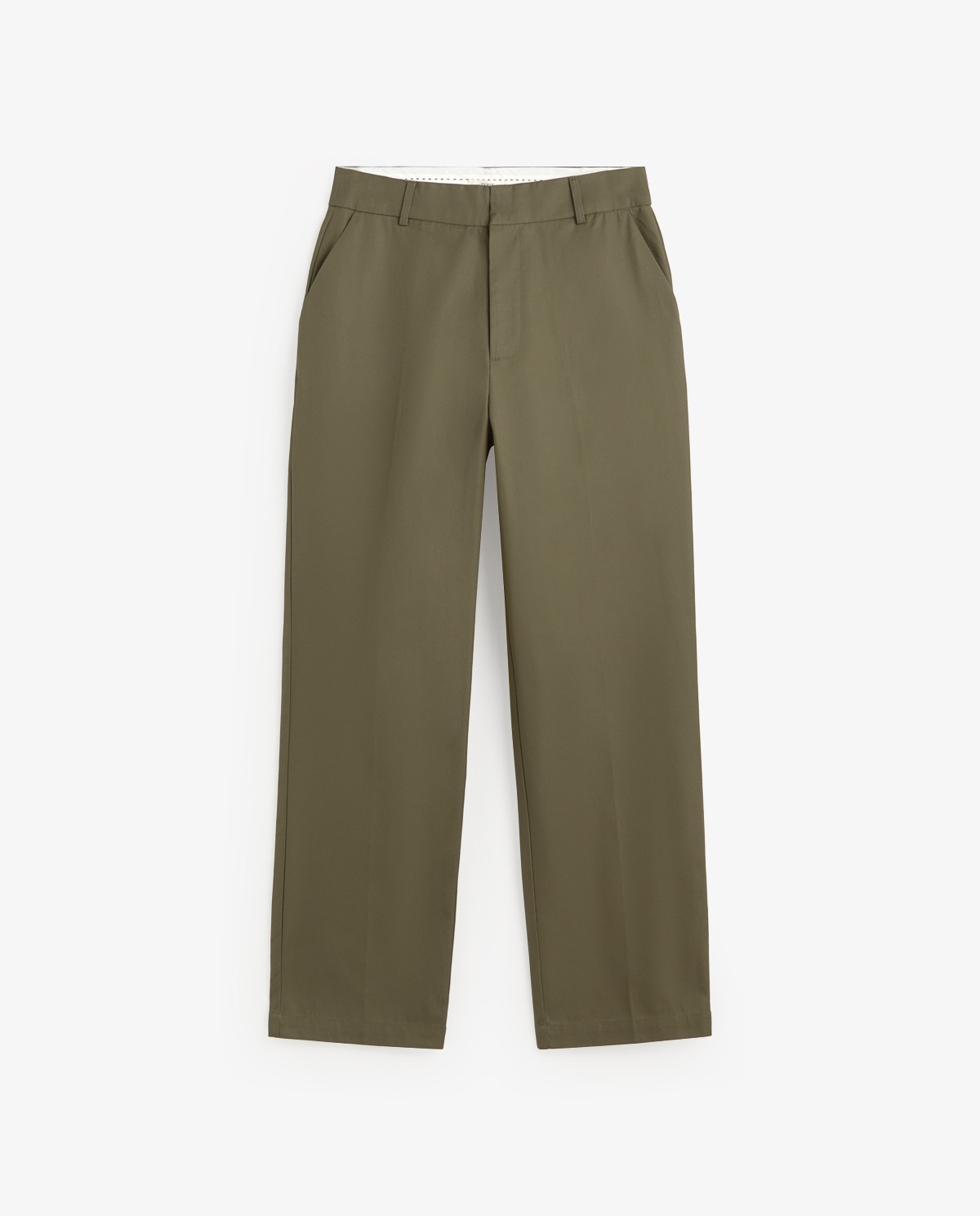 Pantalón chino recto de algodón en verde khaki 7