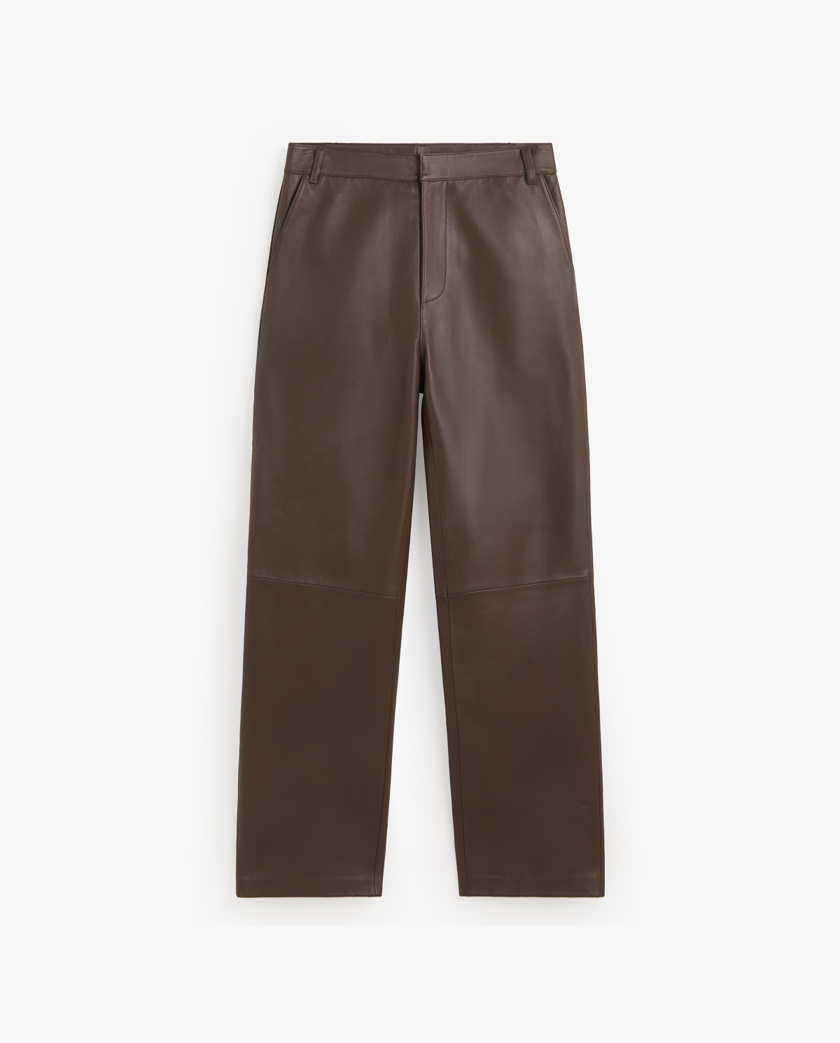 Women's straight leather trousers in chocolate 6