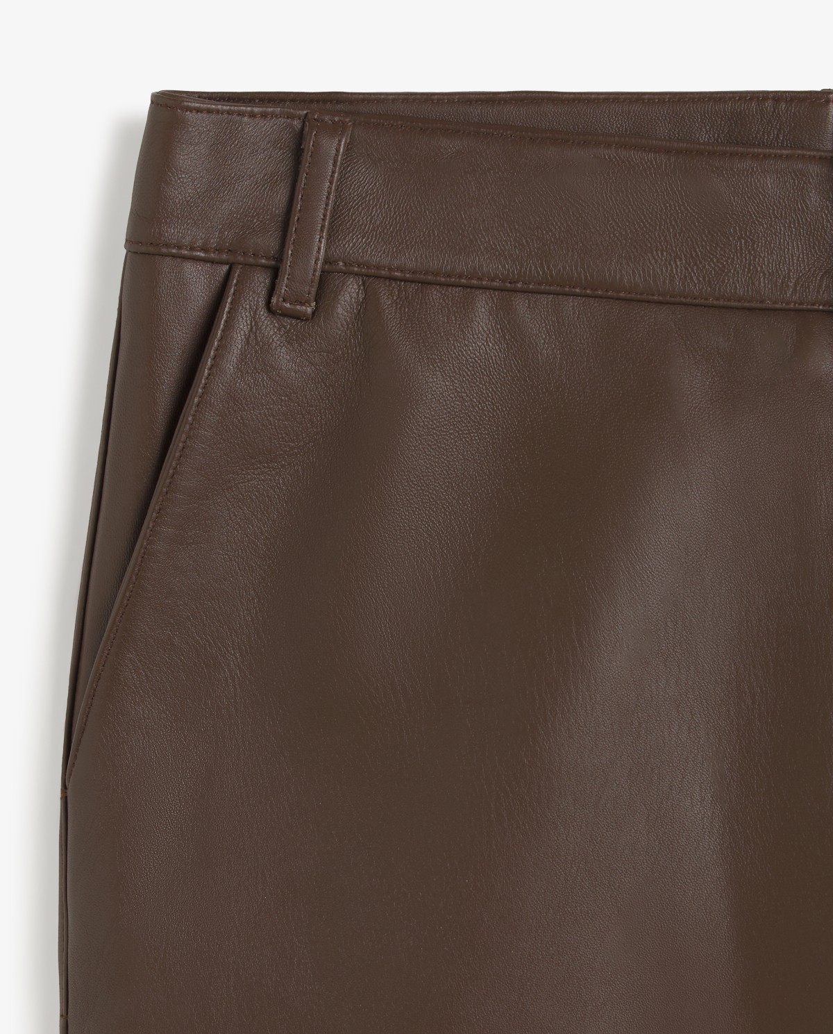 Women's straight leather trousers in chocolate 7
