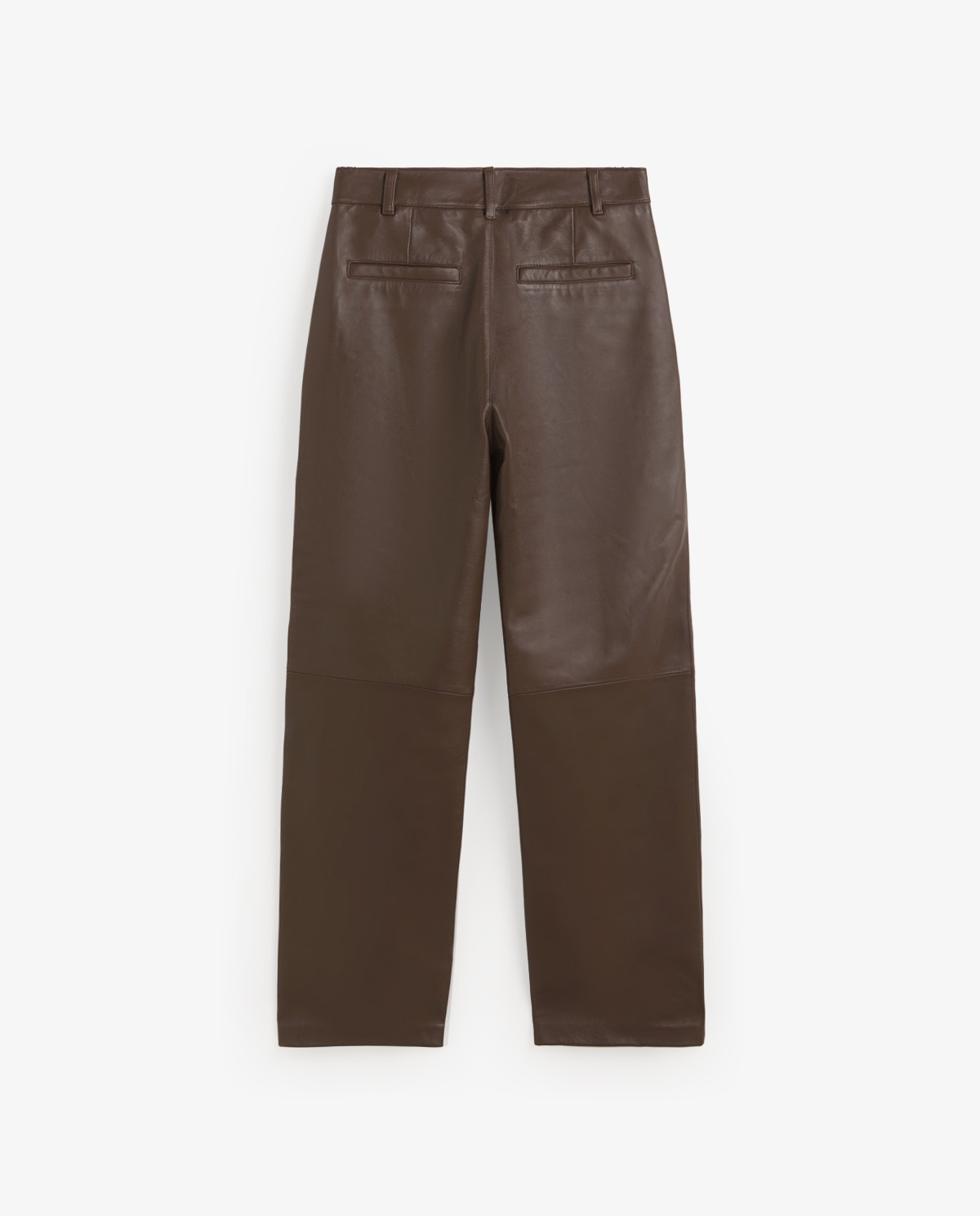 Women's straight leather trousers in chocolate 8