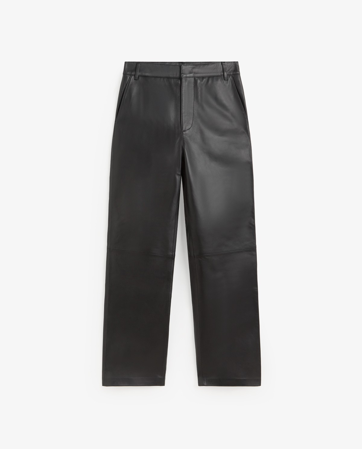 Pantalón de piel recto de mujer en color negro 7