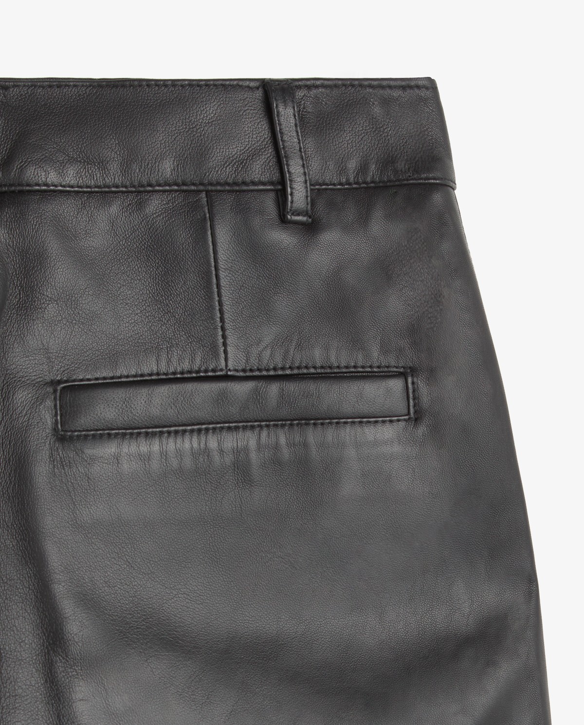 Pantalón de piel recto de mujer en color negro 8