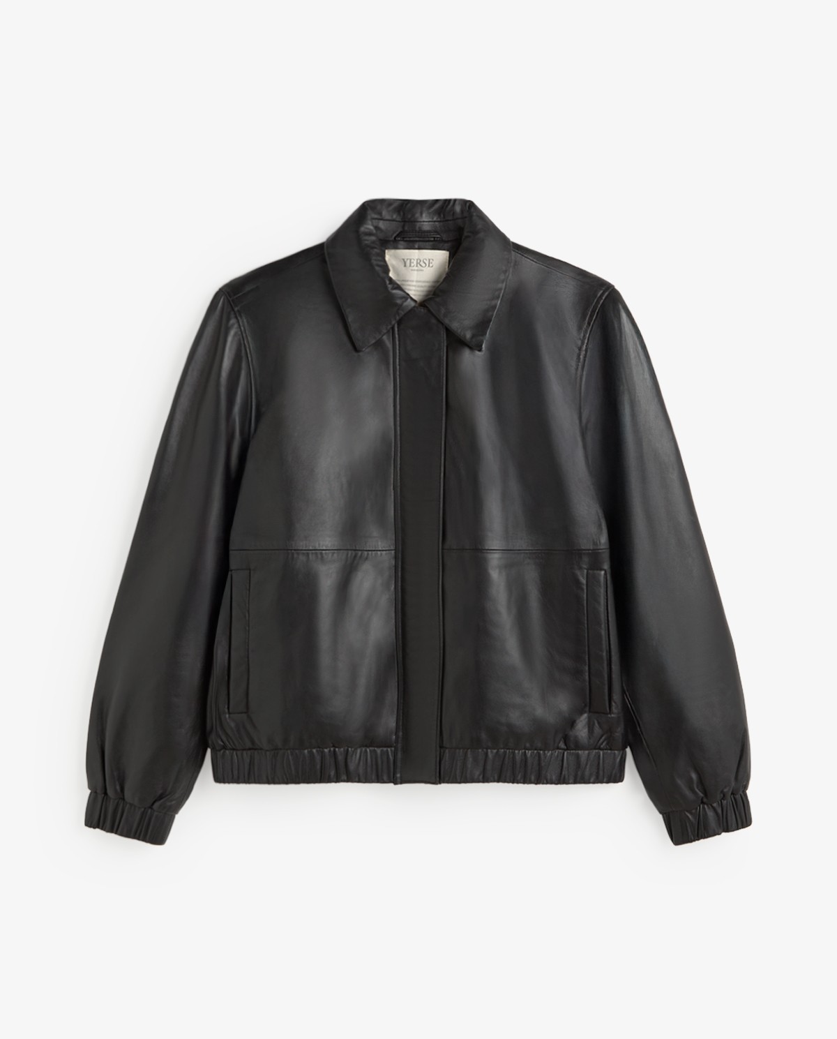 Cazadora bomber de piel negra 9