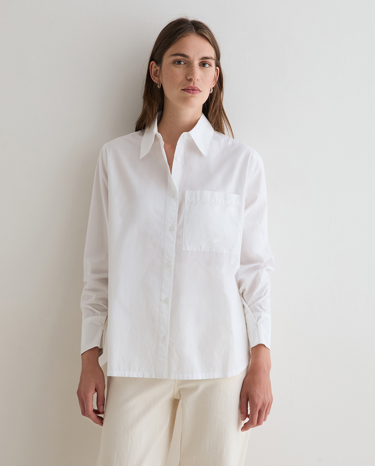 Camisa oversize de popelín en color blanco