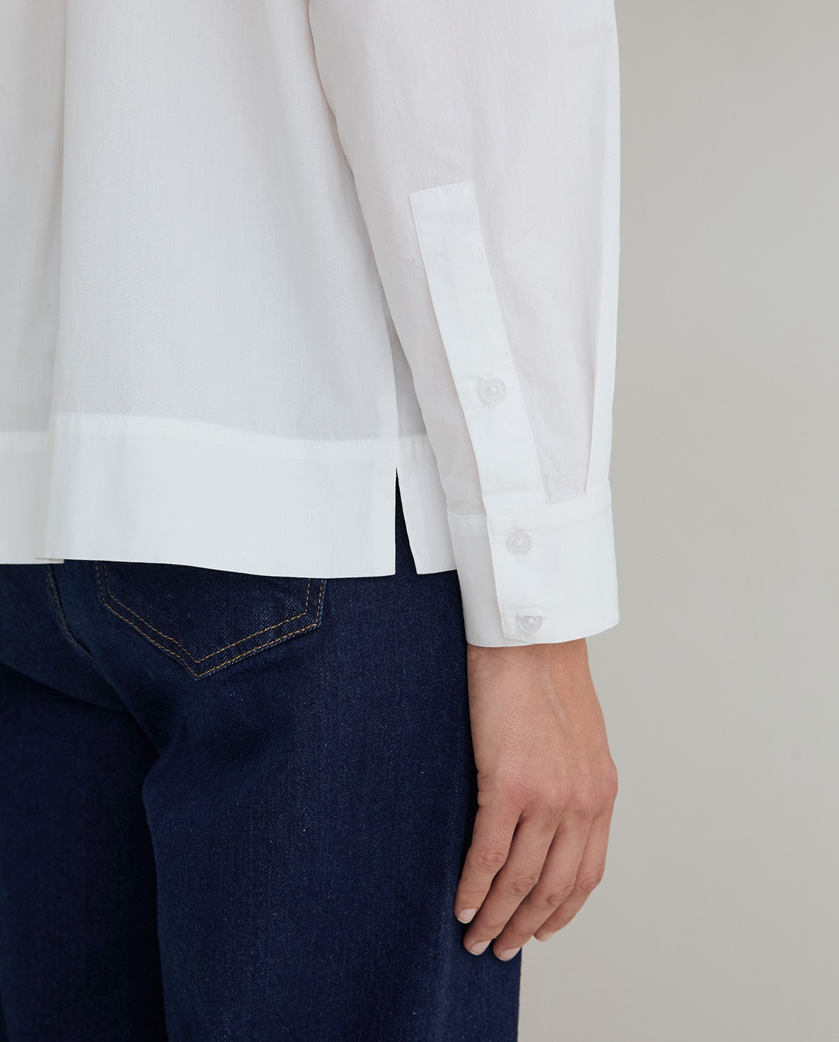 Camisa popelín algodón orgánico en color blanco 4