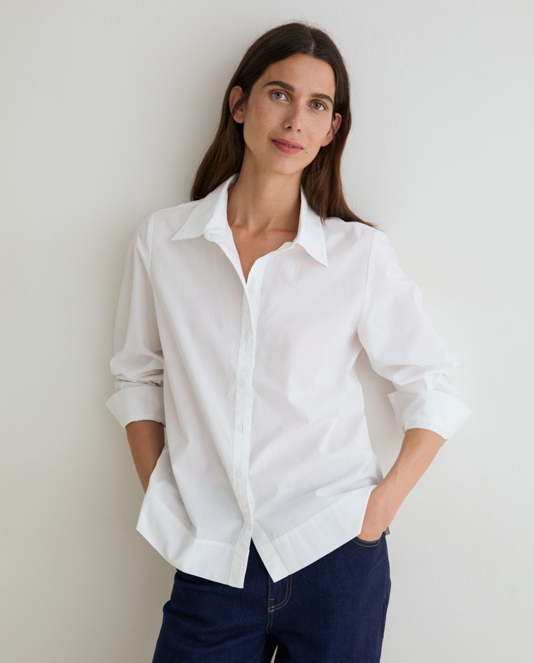 Camisa popelín algodón orgánico en color blanco
