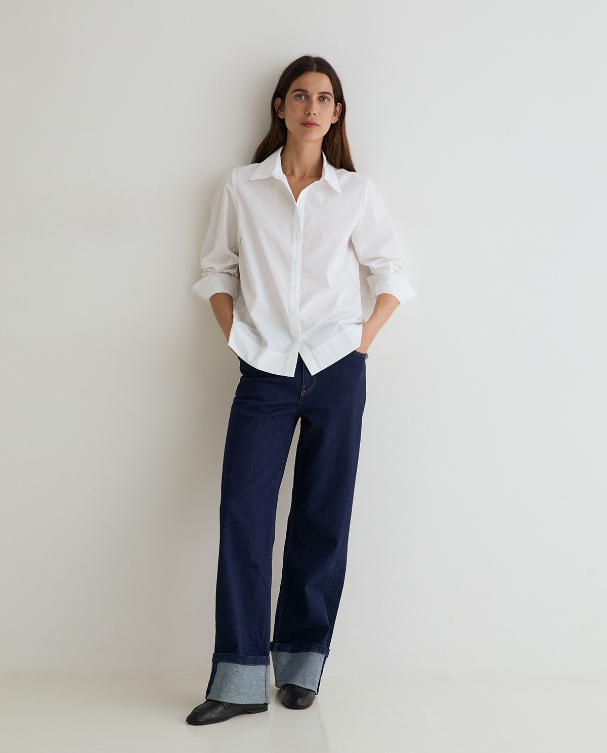 Camisa popelín algodón orgánico en color blanco 7