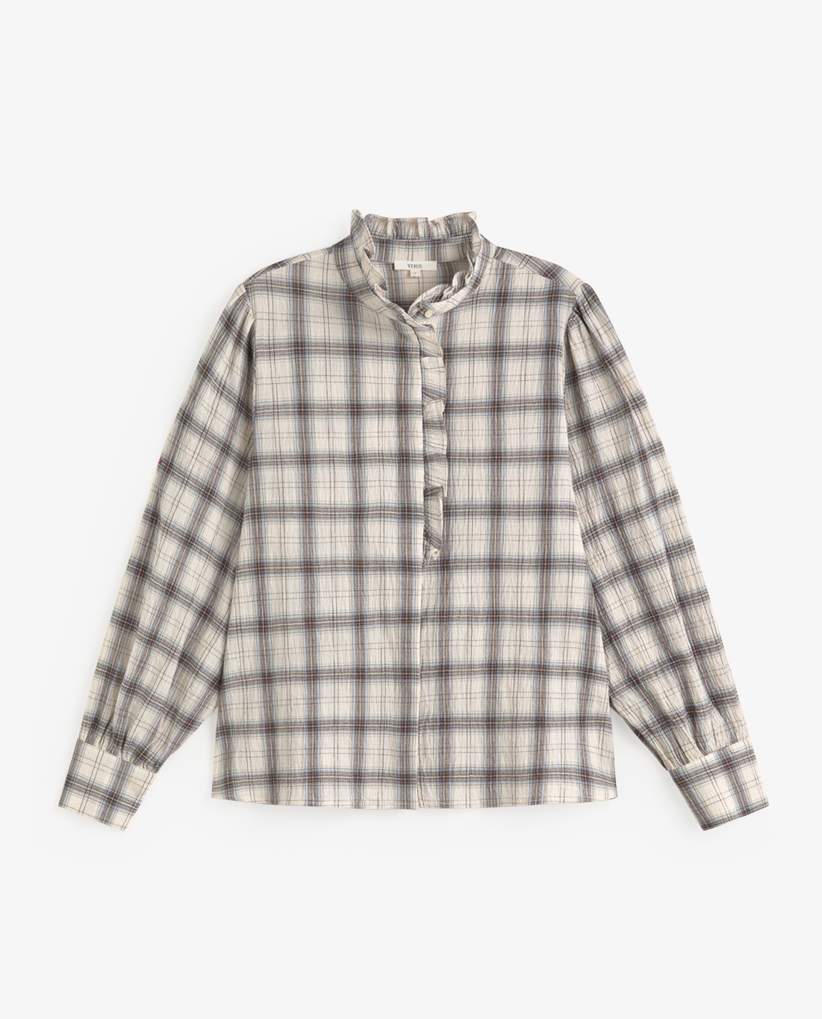 Camisa de cuadros con detalle de volante 6
