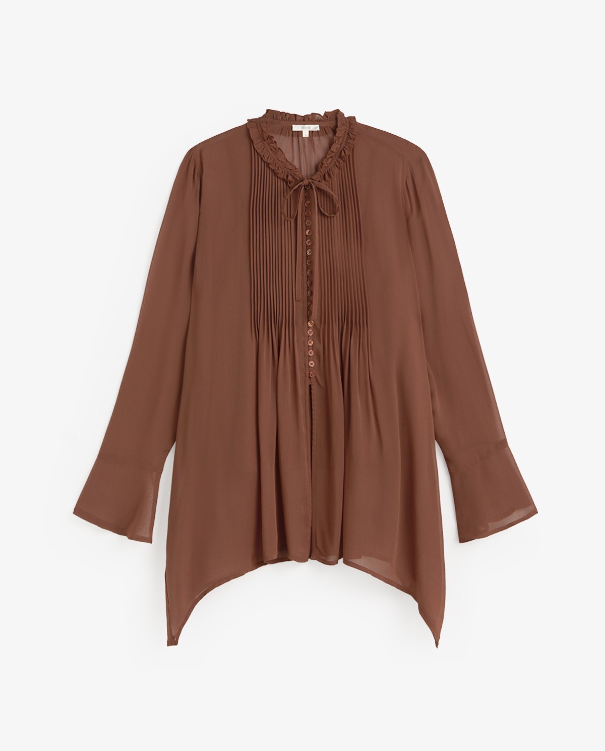 Camisa plisada en color chocolate 7