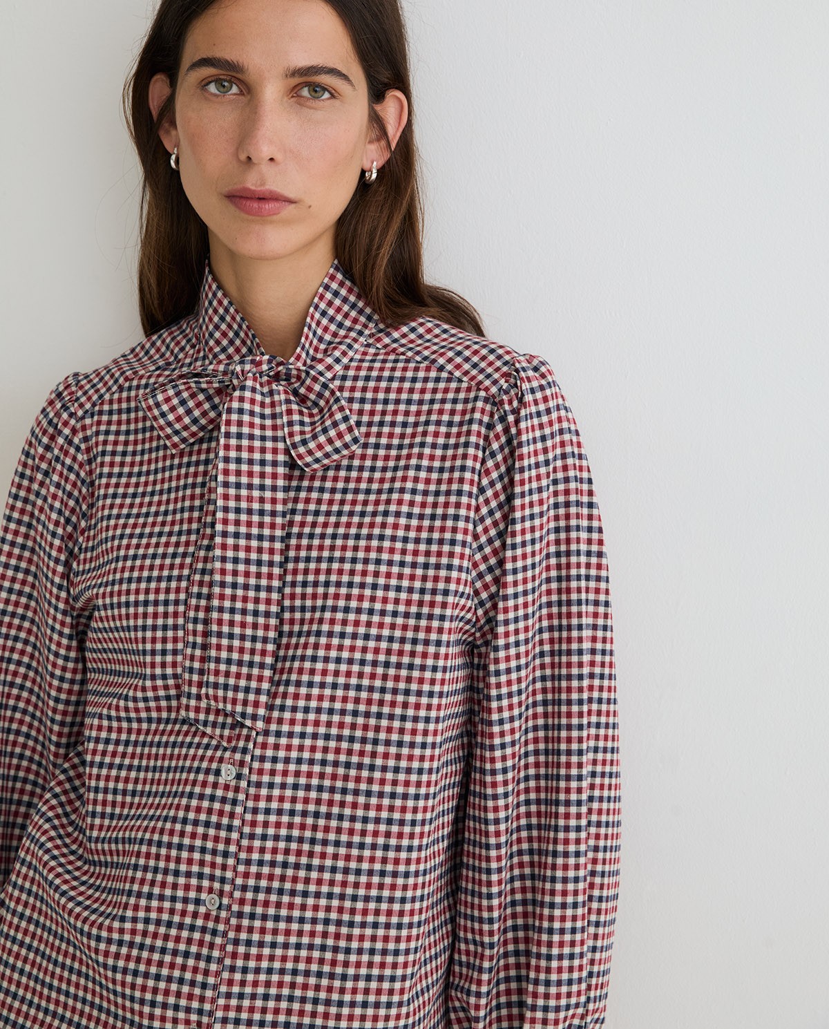 Camisa de cuadros con lazo en tonos multicolor 1