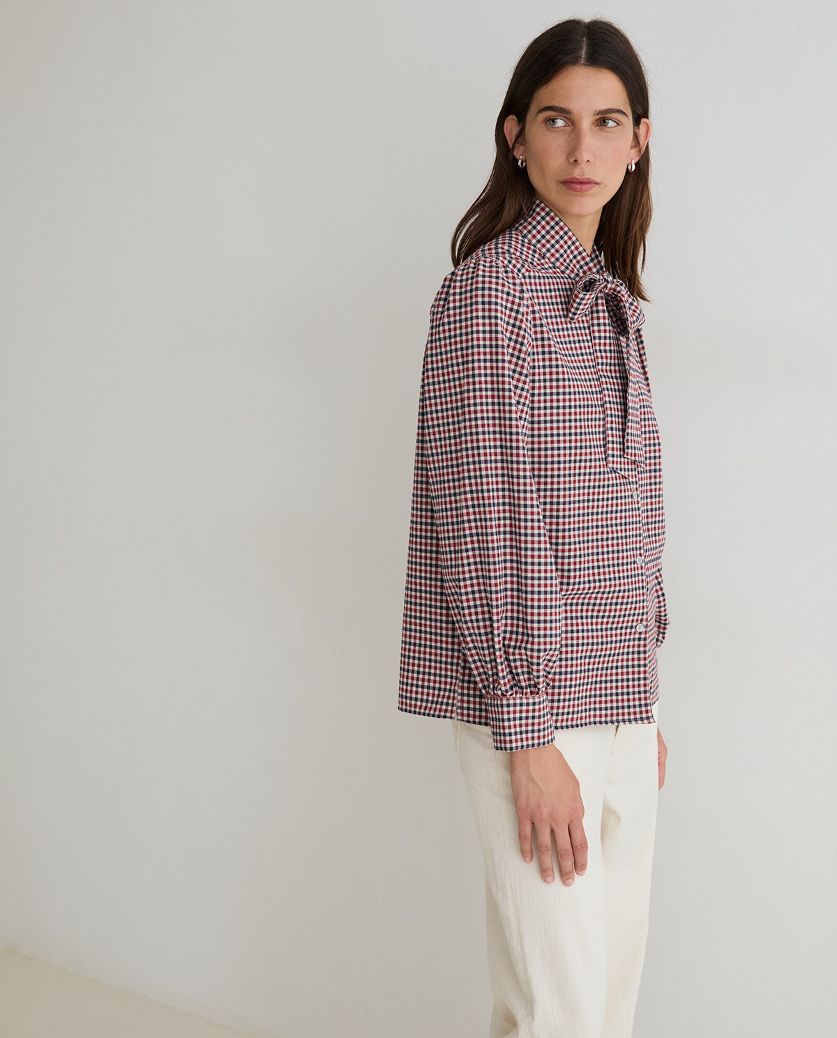 Camisa de cuadros con lazo en tonos multicolor 5