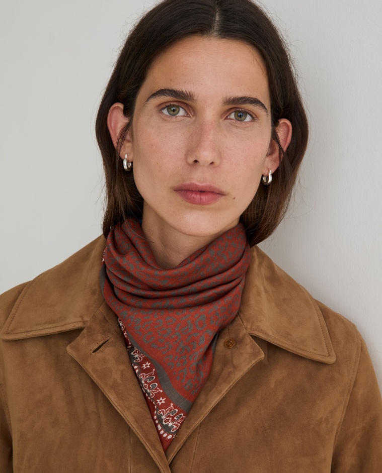 Foulard mélange soie rouge brique