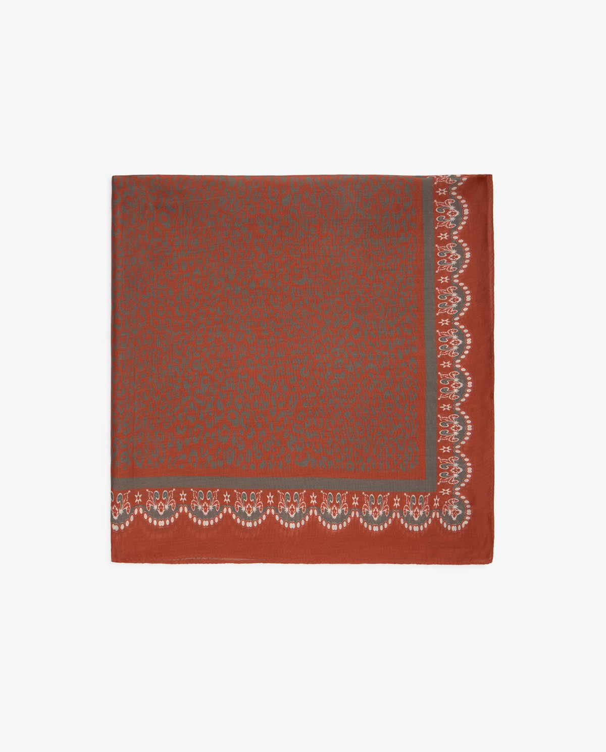 Pañuelo mezcla seda en color rojo teja