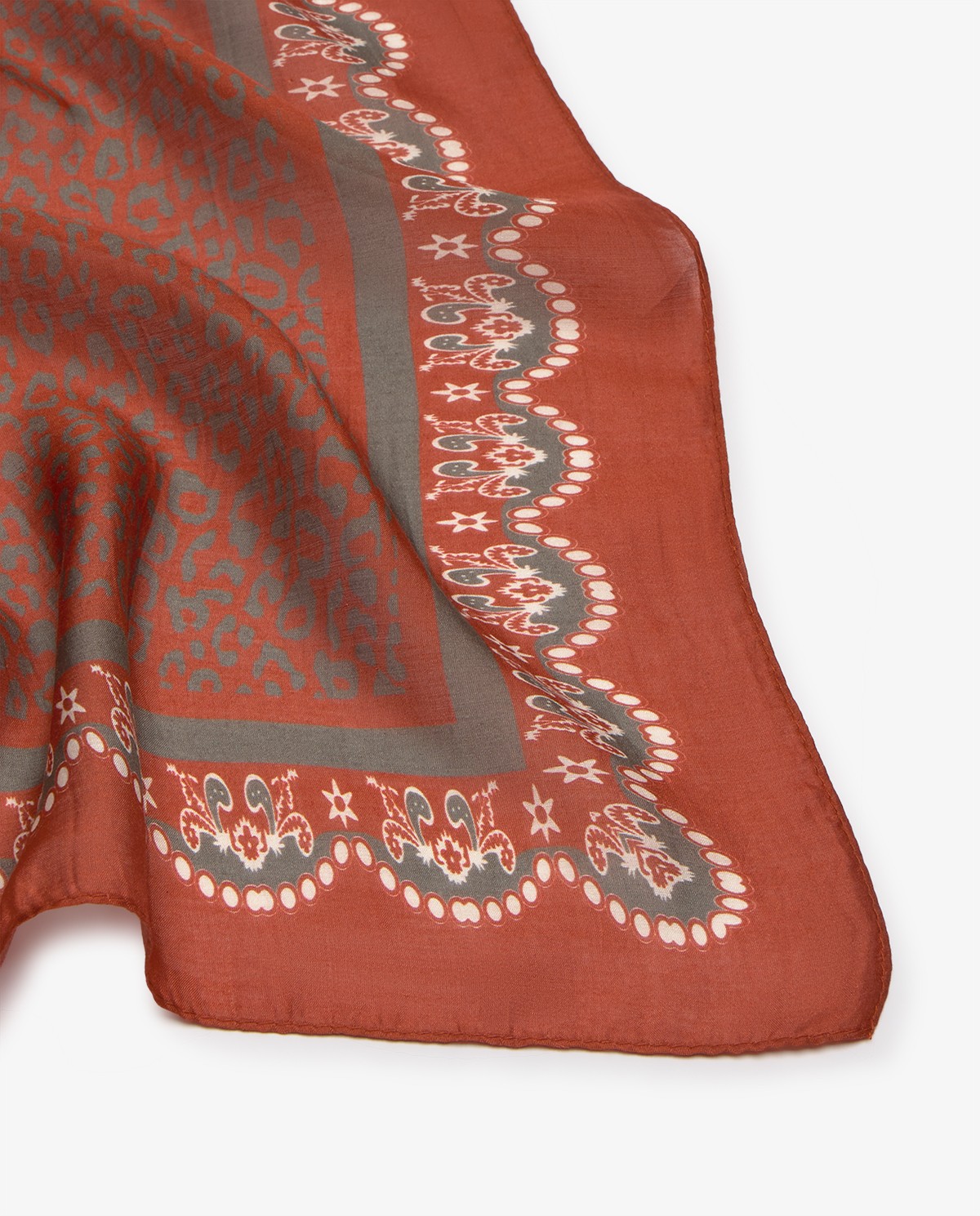 Pañuelo mezcla seda en color rojo teja 1