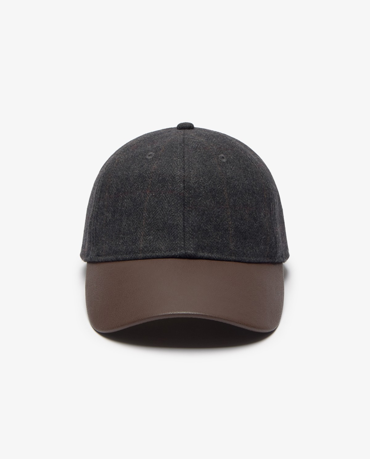 Women's check hat with faux-leather visor 2