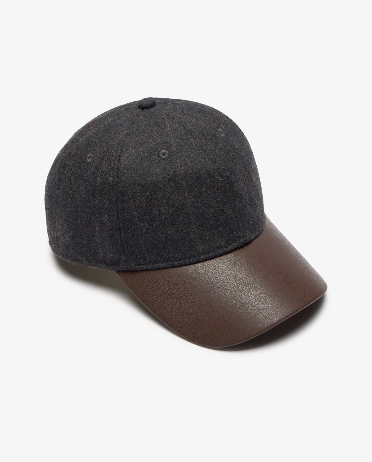 Women's check hat with faux-leather visor 4