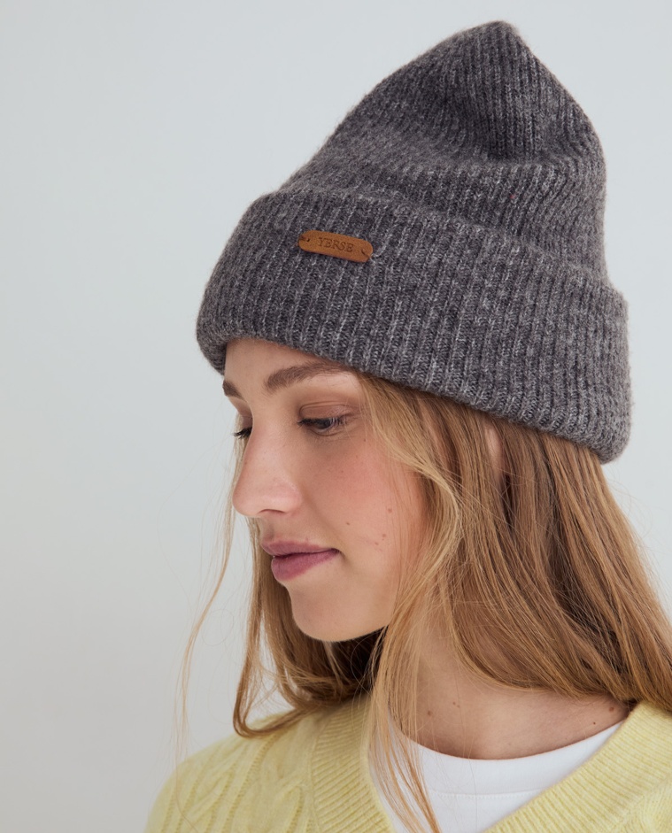 Gorro beanie de punt gris