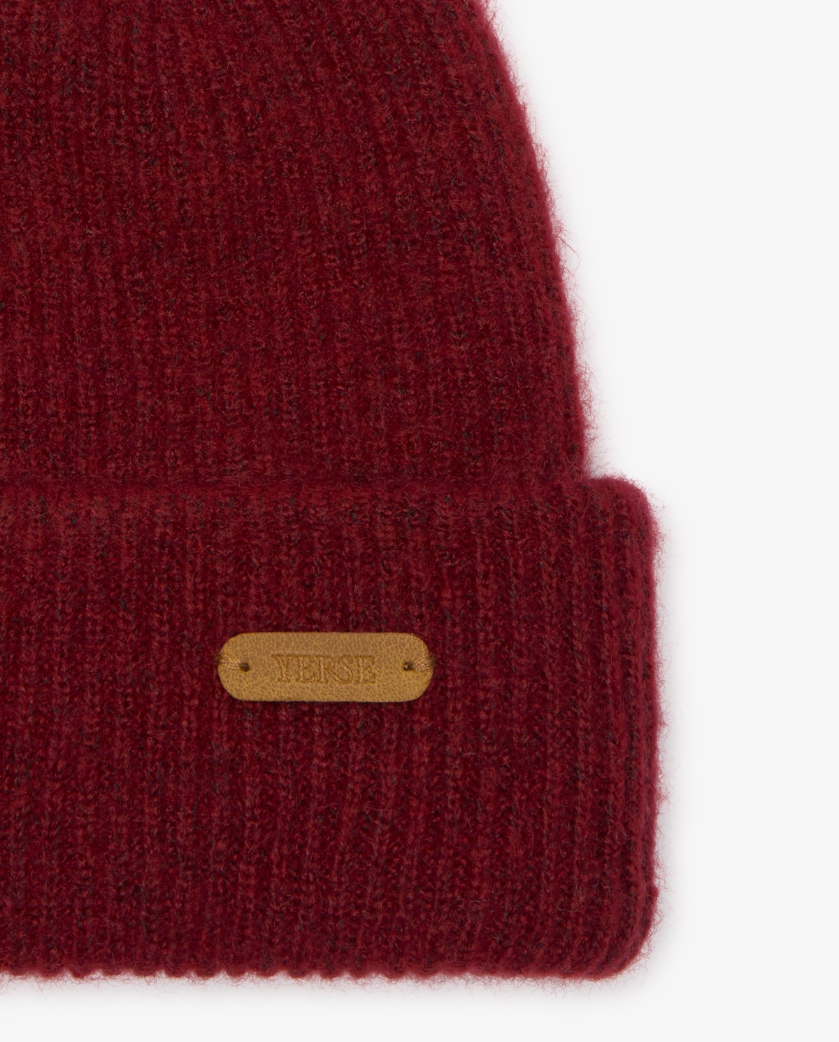 Bonnet beanie en maille rouge 3
