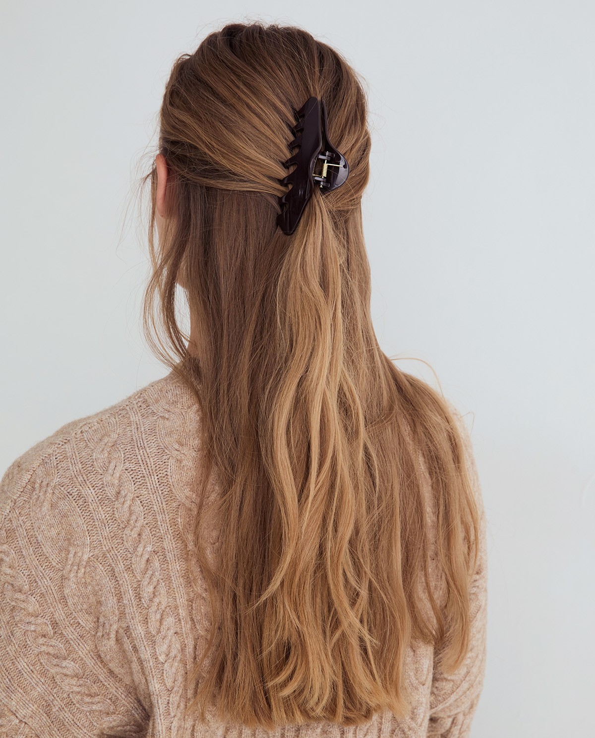 Large smooth hair clip in dark brown with glossy finish