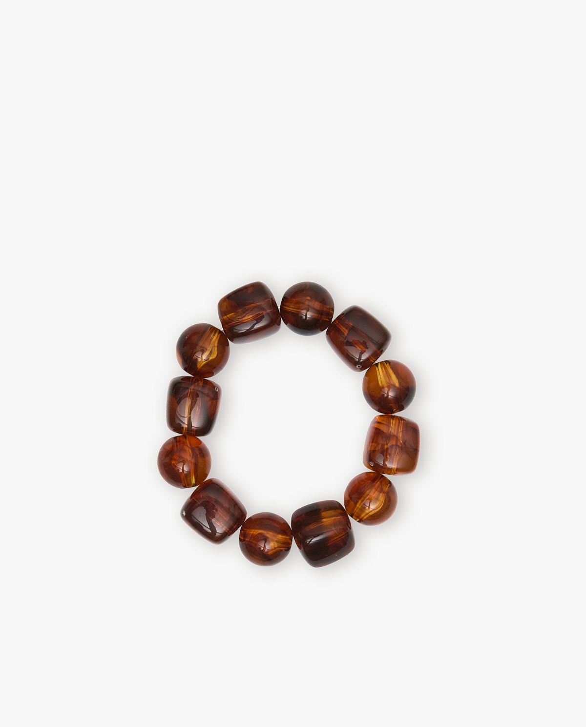 Bracelet effet marbré marron avec pièces arrondies et carrées