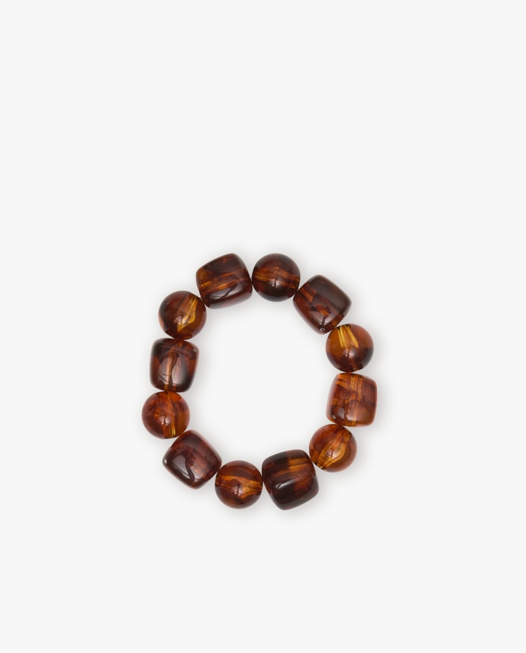 Bracelet effet marbré marron avec pièces arrondies et carrées