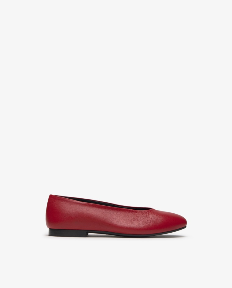 Manoletina de pell en color vermell