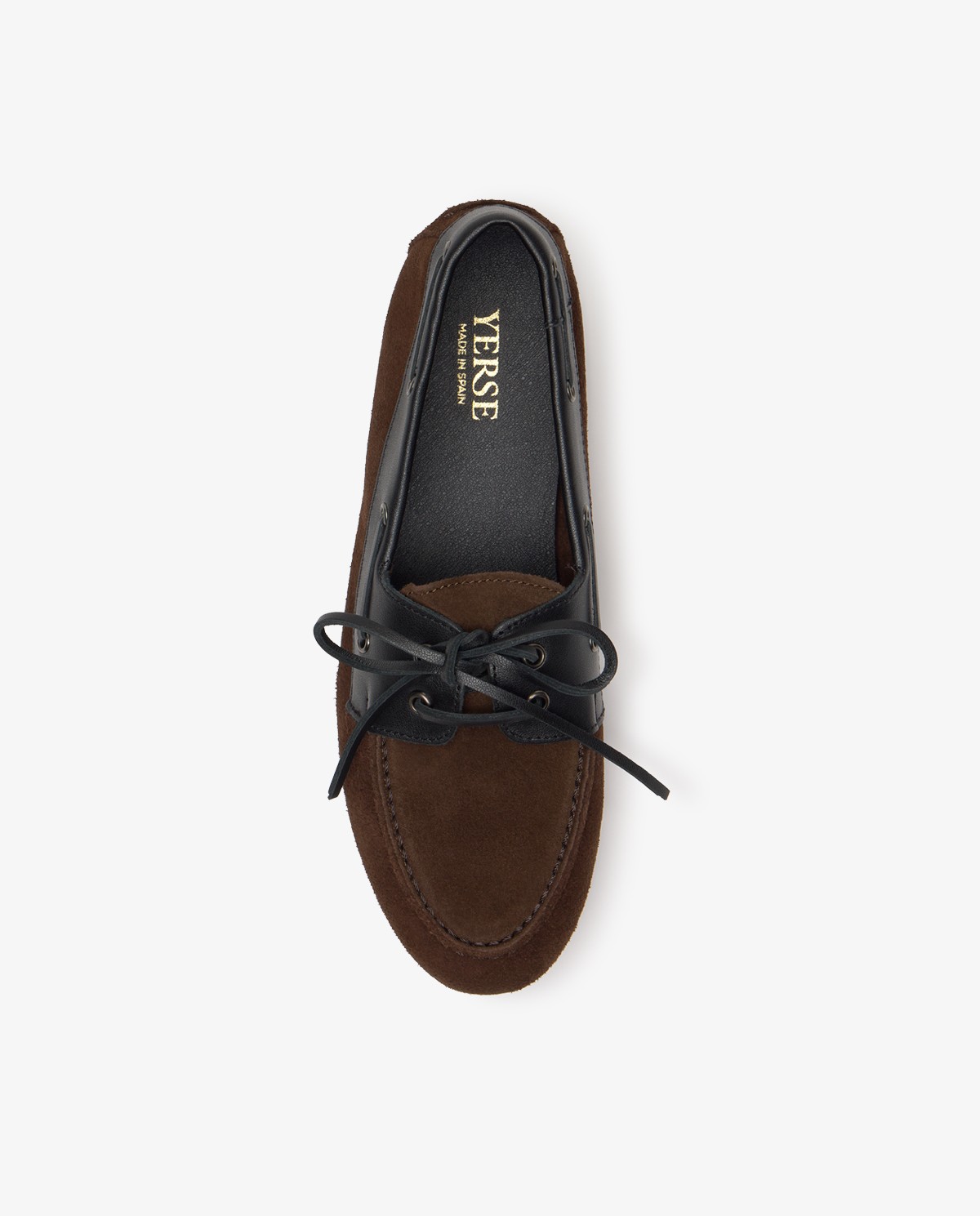 Women's combined leather boat shoes in smooth leather and suede in chocolate brown. 3