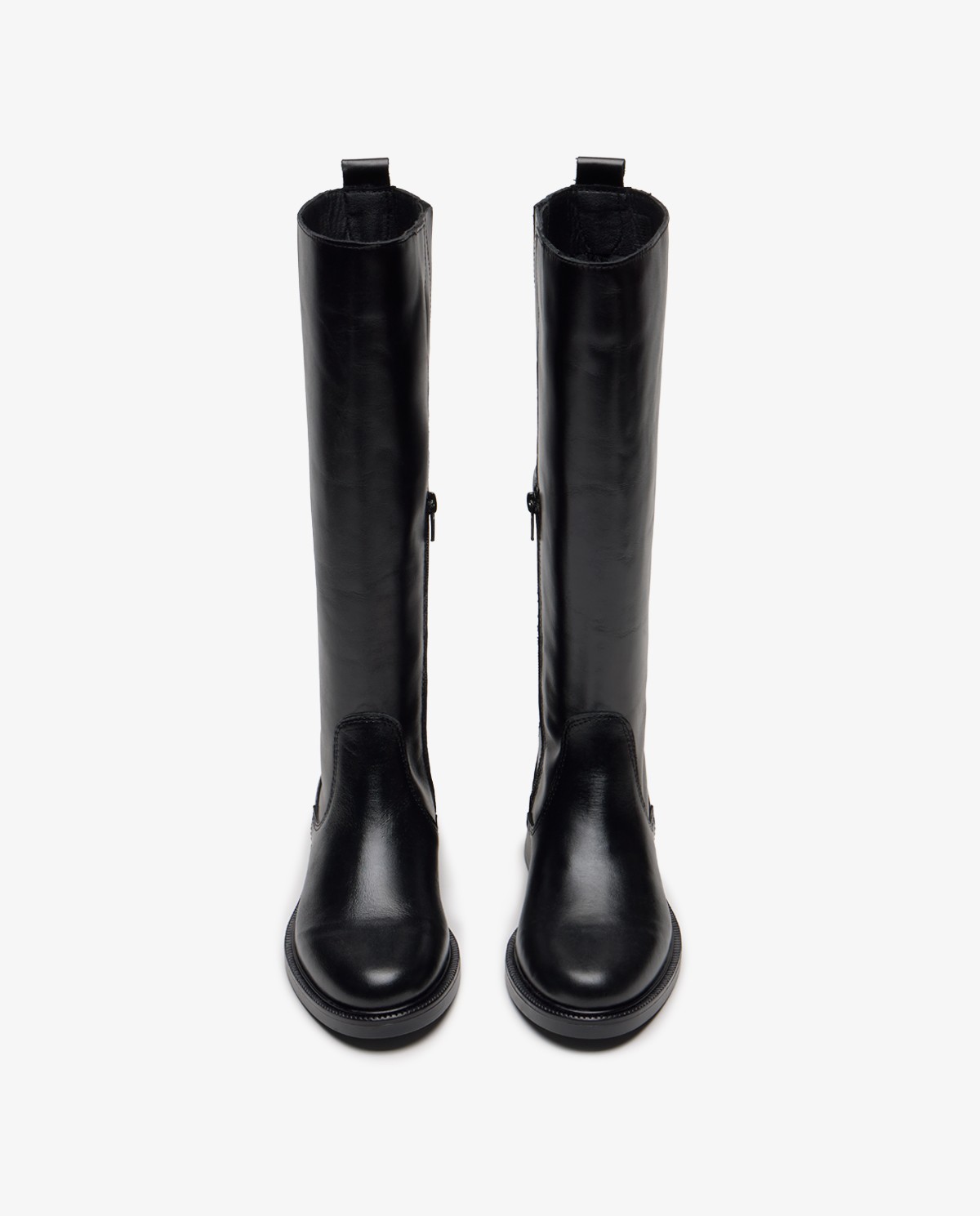 Bottes hautes en cuir noir à semelle plate 2