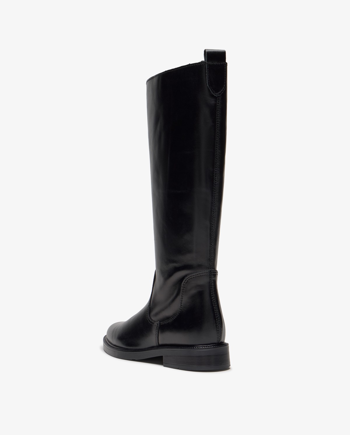 Bottes hautes en cuir noir à semelle plate 3