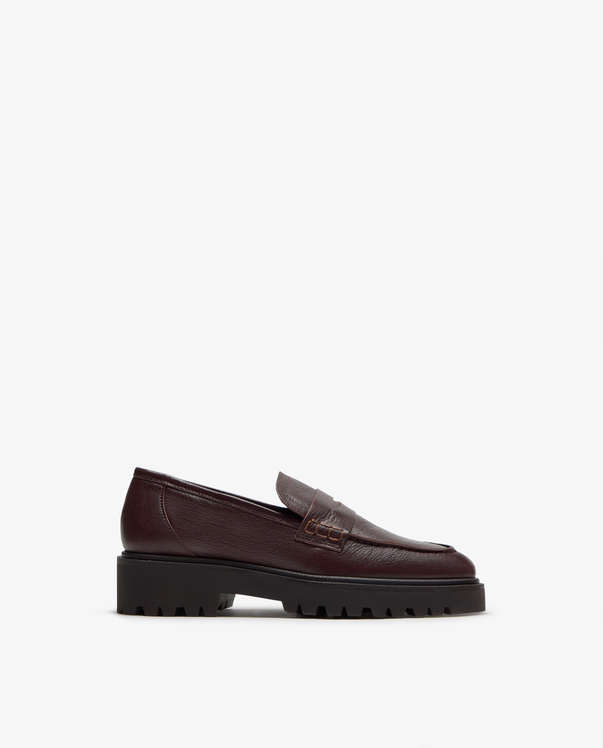 Mocasín de piel con plataforma en marrón oscuro 1